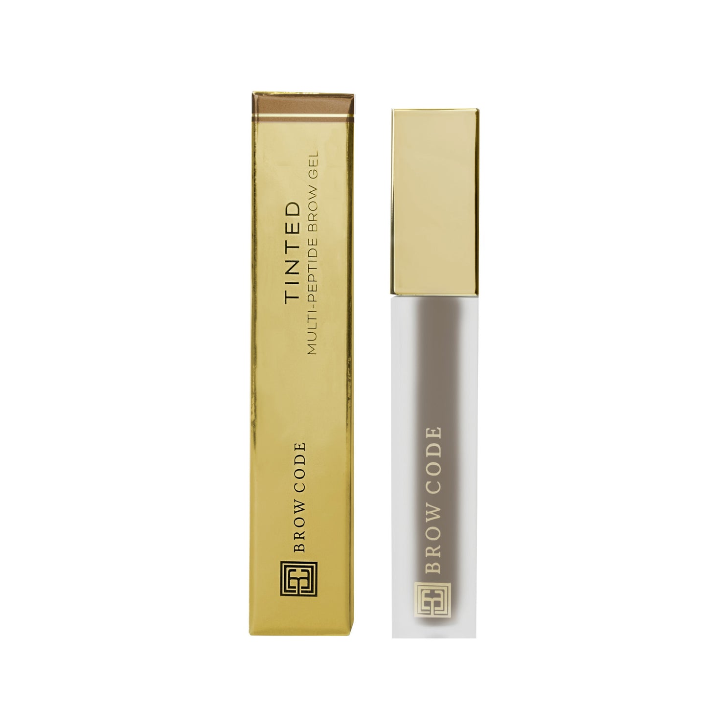 Tinted Multi-Peptide Brow Gel - Color-Soft Brown - product alongside packaging against a white background