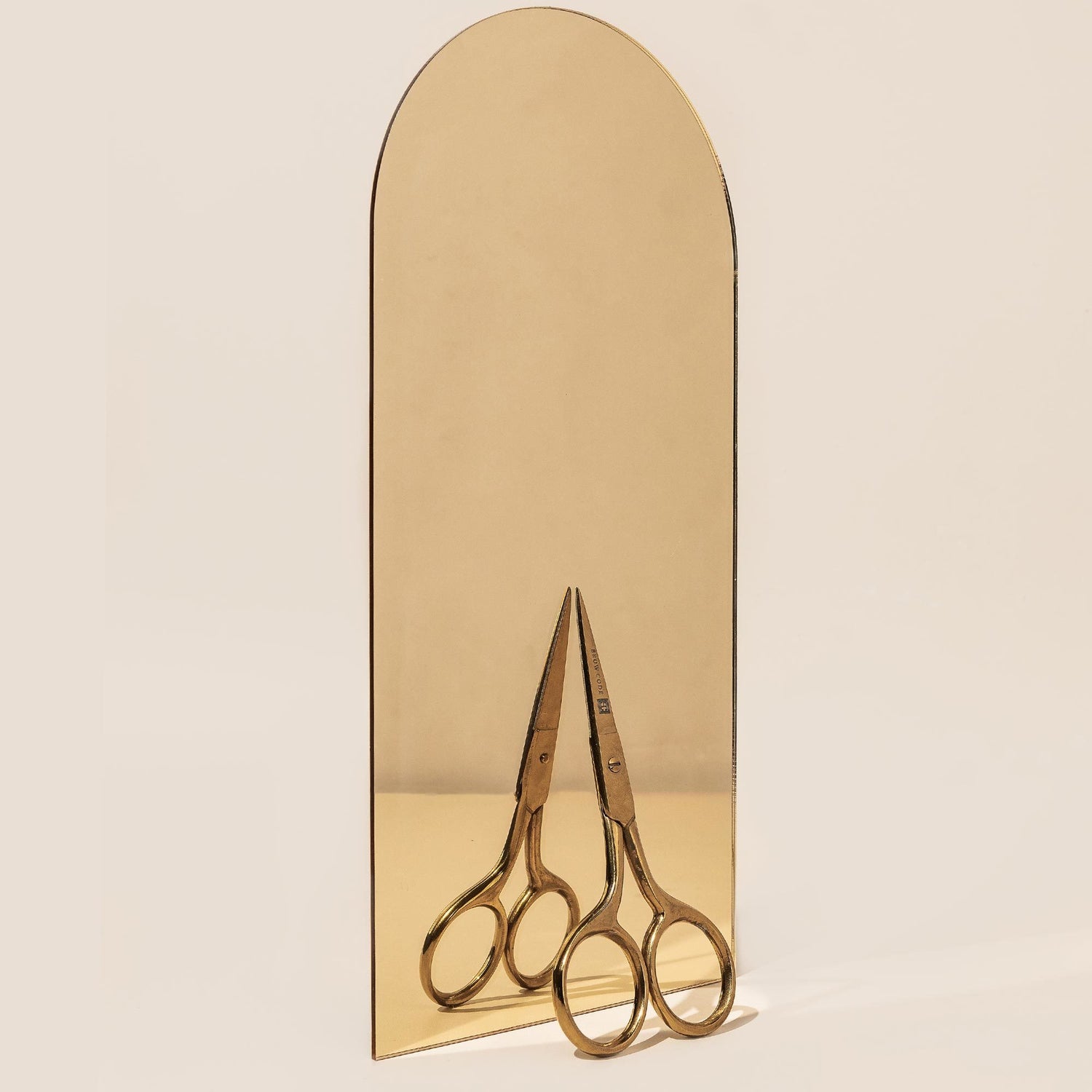 Stylised photo of the trimming scissors against a mirror