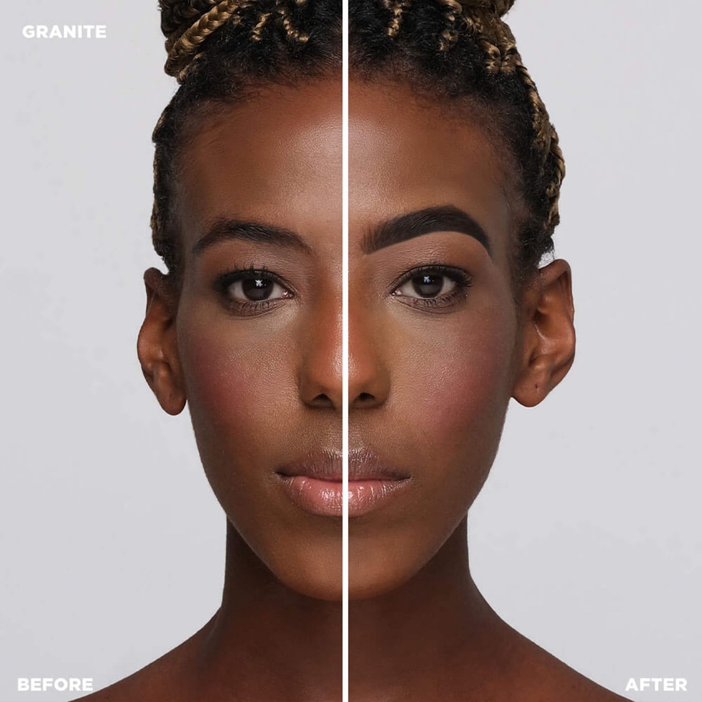 Before and after shot of model wearing Color-Granite - Black
